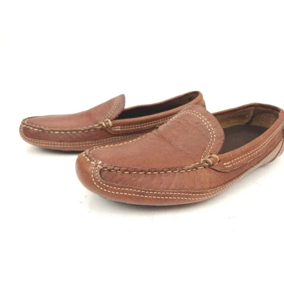 Duluth Trading Co Brown Pebble Leather Driving Loafer Men's 8 W 43183